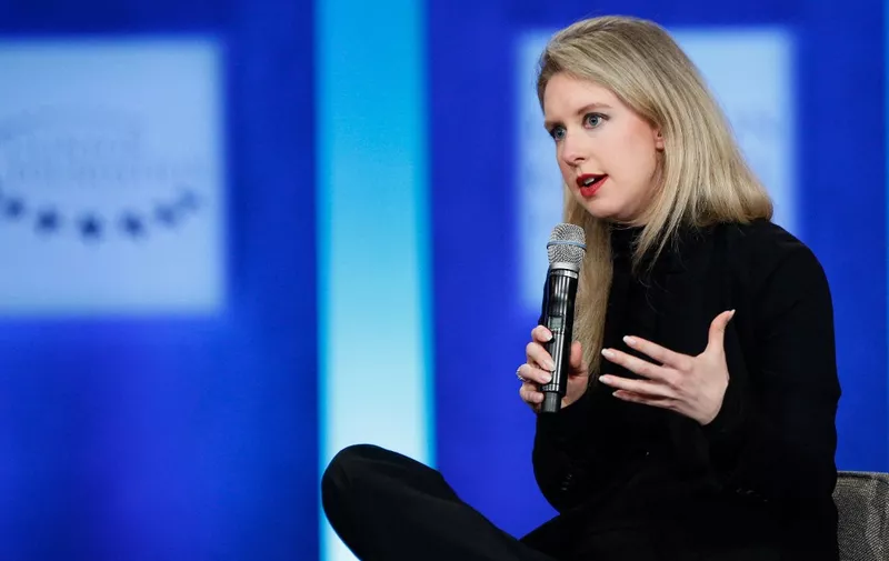 NEW YORK, NY - SEPTEMBER 29: Elizabeth Holmes speaks on stage during the closing session of the Clinton Global Initiative 2015 on September 29, 2015 in New York City.   JP Yim/Getty Images/AFP (Photo by JP Yim / GETTY IMAGES NORTH AMERICA / Getty Images via AFP)