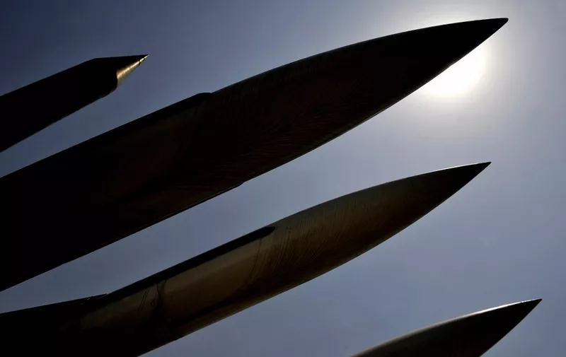 Missiles are seen displayed at a war museum in Seoul on June 1, 2009.  While North Korea was reported on June 1 to have moved a long-range missile to a military base for a planned launch, South Korean President Lee Myung-Bak warned on the same day that Seoul would "never tolerate" the North taking a "path of military threats and provocation."  TOPSHOTS  AFP PHOTO/Philippe Lopez (Photo by PHILIPPE LOPEZ / AFP)