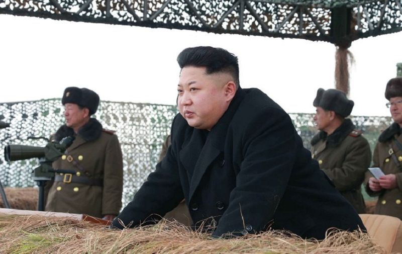 This undated picture released from North Korea's official Korean Central News Agencdy (KCNA) on January 27, 2015 shows North Korean leader Kim Jong-Un (C) inspecting a winter river-crossing attack drill of the armored infantry sub-units of the motorized strike group in the western sector of the front of the Korean People's Army (KPA) at undisclosed place in North Korea.   AFP PHOTO / KCNA via KNS    REPUBLIC OF KOREA OUT  --- THIS PICTURE WAS MADE AVAILABLE BY A THIRD PARTY  ----- AFP CAN NOT INDEPENDENTLY VERIFY THE AUTHENTICITY, LOCATION, DATE AND CONTENT OF THIS IMAGE  ----  THIS PHOTO IS DISTRIBUTED EXACTLY AS RECEIVED BY AFP    ---EDITORS NOTE--- RESTRICTED TO EDITORIAL USE - MANDATORY CREDIT "AFP PHOTO / KCNA VIA KNS" - NO MARKETING NO ADVERTISING CAMPAIGNS - DISTRIBUTED AS A SERVICE TO CLIENTS / AFP / KCNA / KNS