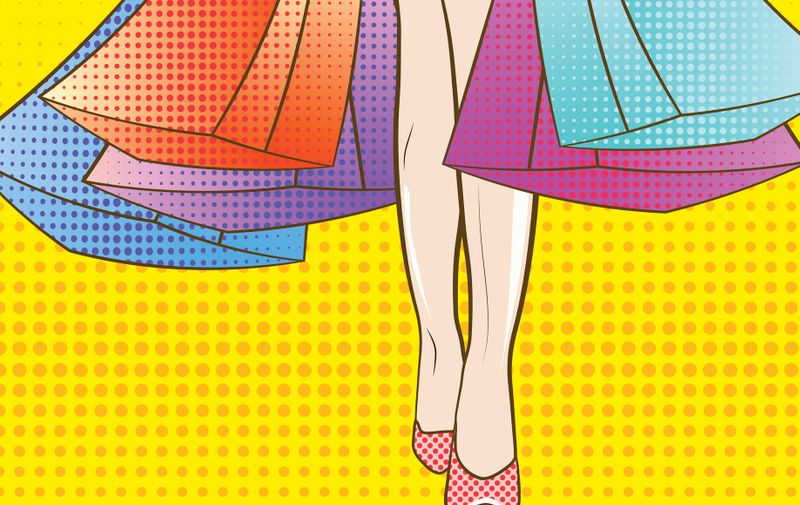 Let's go shopping. Vector illustration eps 10. Pop art style. black friday, seasonal spring summer winter autumn sale. Discount time in mall, retail. Fashion days. Retro halftone dots background