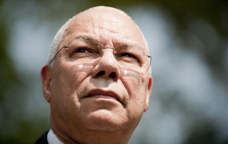 Former US Secretary of State Colin Powell speaks at the White House in Washington, DC, July 18, 2011, after an education roundtable with business leaders and US President Barack Obama.     AFP PHOTO/Jim WATSON (Photo by JIM WATSON / AFP)