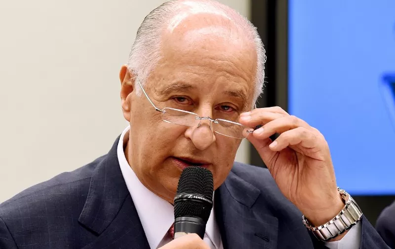 The President of the Brazilian Football Confederation (CBF) Marco Polo Del Nero speaks during a session of the Sports Commission in the Chamber of Deputies in Brasilia, on June 9, 2015. Del Nero spoke about the administrative structure of the CBF and the changes to do after the allegations of corruption in FIFA. AFP PHOTO/EVARISTO SA / AFP / EVARISTO SA