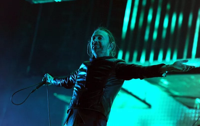 INDIO, CA - APRIL 14: Musician Thom Yorke of Radiohead performs onstage during day 2 of the 2012 Coachella Valley Music &amp; Arts Festival at the Empire Polo Field on April 14, 2012 in Indio, California.   Kevin Winter/Getty Images for Coachella/AFP