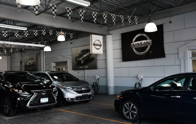NEW YORK, NEW YORK - JULY 25: Nissan cars are displayed at a dealership on July 25, 2019 in New York City. Hurt by a drop in auto sales and profits, Nissan has announced that it plans to cut 12,500 jobs around the world after posting a large drop in profits for the first quarter. The cuts, which will include 1,400 jobs in the United States, are due to come over the next four years. (Photo by Spencer Platt/Getty Images)