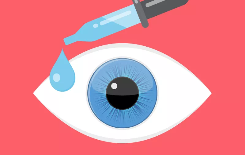 Eye drops, medicine. Ophthalmology. Healthcare and medical. vector illustration
