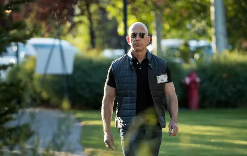 SUN VALLEY, ID - JULY 13: Jeff Bezos, chief executive officer of Amazon, arrives for the third day of the annual Allen &amp; Company Sun Valley Conference, July 13, 2017 in Sun Valley, Idaho. Every July, some of the world's most wealthy and powerful businesspeople from the media, finance, technology and political spheres converge at the Sun Valley Resort for the exclusive weeklong conference.   Drew Angerer/Getty Images/AFP