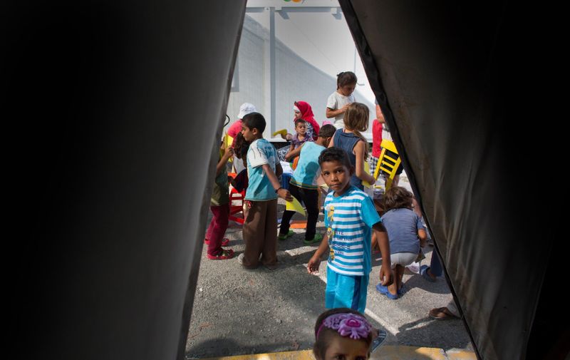 July 6, 2016 - Moria, Lesbos, Greece - Children activities to celebrate in Kara Tebe refugee camp where 1000 Syrian refugees are housed., Image: 294271833, License: Rights-managed, Restrictions: , Model Release: no, Credit line: Profimedia, Zuma Press - Archives