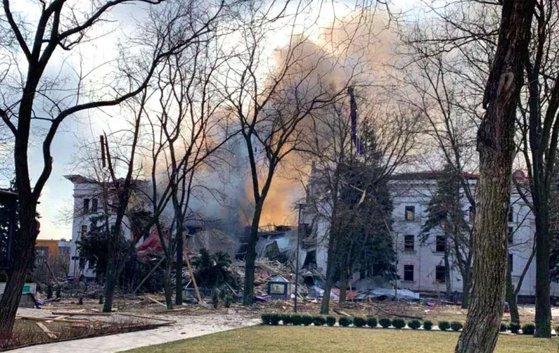 Aftermath image of a theatre in the encircled Ukrainian port city of Mariupol where hundreds of civilians were sheltering on Wednesday March 16, 2022 after Russian forces dropped a powerful bomb on it, Ukraine's foreign ministry said. Russia denied that attack.
War in Ukraine - 16 Mar 2022,Image: 671278528, License: Rights-managed, Restrictions: , Model Release: no, Credit line: Profimedia