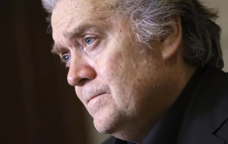 Former White House chief strategist Steve Bannon gives an interview in Tokyo on March 6, 2019. (Kyodo)
==Kyodo,Image: 417567823, License: Rights-managed, Restrictions: , Model Release: no