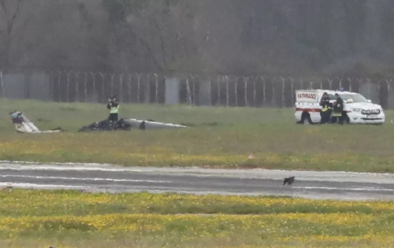 31.03.2023., Pula - U Zracnoj luci Pula pri polijetanju je pao je mali privatni avion pri cemu su poginule dvije osobe. Photo: Srecko Niketic/PIXSELL