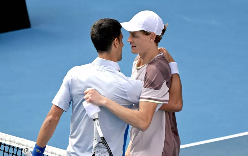 2024 Australian Open Jannik Sinner ITA and Novak Djokovic SRB *** 2024 Australian Open Jannik Sinner ITA and Novak Djokovic SRB