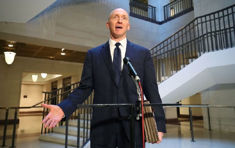 WASHINGTON, DC - NOVEMBER 02: Carter Page, former foreign policy adviser for the Trump campaign, speaks to the media after testifying before the House Intelligence Committee on November 2, 2017 in Washington, DC. The committee conducting an investigation into Russia's tampering in the 2016 election.   Mark Wilson/Getty Images/AFP