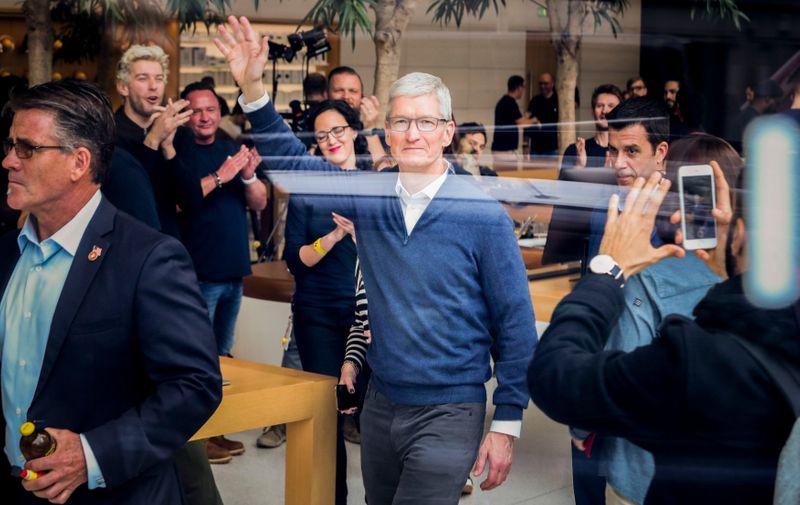 Apple CEO Tim Cook at the Apple Store in downtown Brussels
Tim Cook visit to Brussels, Belgium - 24 Oct 2018, Image: 392467440, License: Rights-managed, Restrictions: , Model Release: no, Credit line: Profimedia, TEMP Rex Features