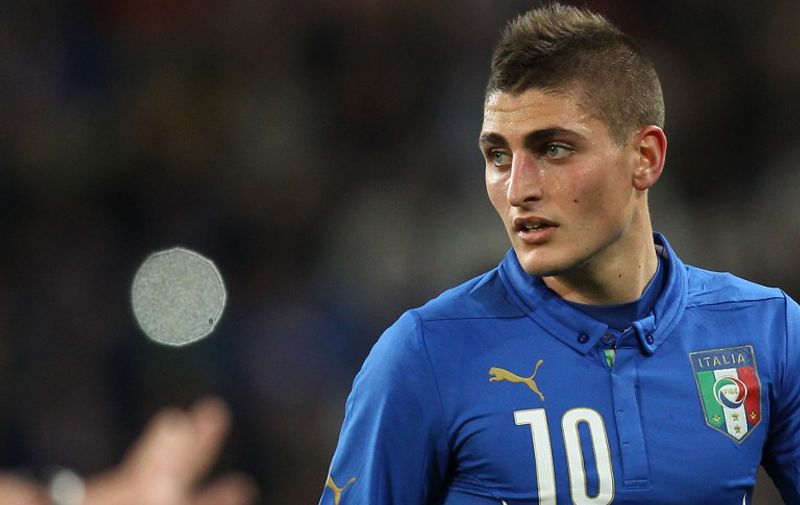 Italy's midfielder Marco Verratti looks on during the friendly football match Italy vs England on March 31, 2015 at the "Juventus Stadium" in Turin.  AFP PHOTO / MARCO BERTORELLO