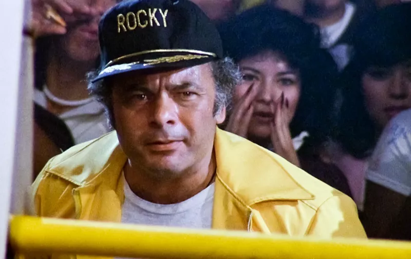 USA. Burt Young  in a scene from (C) MGM/UA film: Rocky III (1982).Plot: After winning the ultimate title and being the world champion, Rocky falls into a hole and finds himself picked up by a former enemy.  Ref: LMK110-J7064-290421Supplied by LMKMEDIA. Editorial Only.Landmark Media is not the copyright owner of these Film or TV stills but provides a service only for recognised Media outlets. pictures@lmkmedia.com,Image: 609216006, License: Rights-managed, Restrictions: Supplied by Landmark Media. Editorial Only. Landmark Media is not the copyright owner of these Film or TV stills but provides a service only for recognised Media outlets. Per la presente foto non Ă¨ stata rilasciata liberatoria. Ai sensi di legge e come gi, Model Release: no