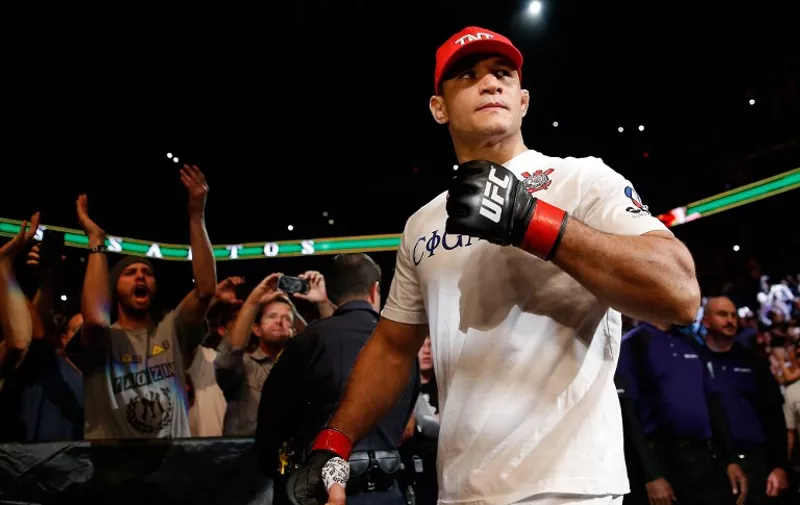 PHOENIX, AZ - DECEMBER 13: Junior dos Santos is introduced to his heavyweight bout against Stipe Miocic (not pictured) during the UFC Fight Night event at the at U.S. Airways Center on December 13, 2014 in Phoenix, Arizona.   Christian Petersen/Getty Images/AFP