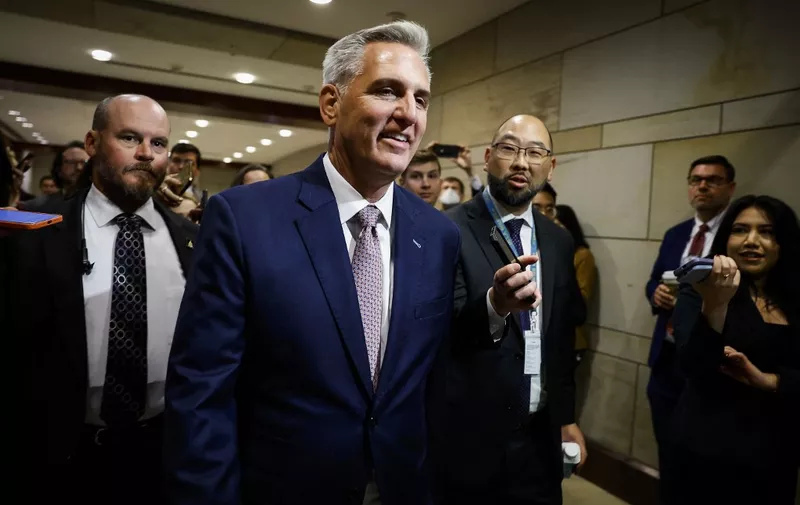 WASHINGTON, DC - NOVEMBER 14: House Minority Leader Kevin McCarthy (R-CA) arrives to a House Republican Caucus meeting at the U.S. Capitol Building on November 14, 2022 in Washington, DC. Tomorrow House Republicans will hold elections for leadership positions for the 118th congress.   Anna Moneymaker/Getty Images/AFP (Photo by Anna Moneymaker / GETTY IMAGES NORTH AMERICA / Getty Images via AFP)
