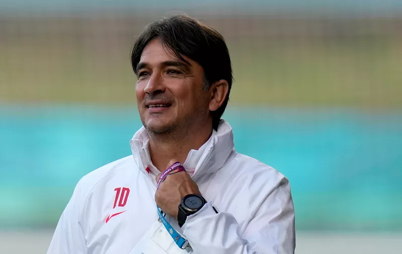 Croatia's manager Zlatko Dalic during a training session at the Firhill Stadium in Glasgow, Monday, June 21, 2021, the day before their group D Euro 2020 match against Scotland. (AP Photo/Petr David Josek)