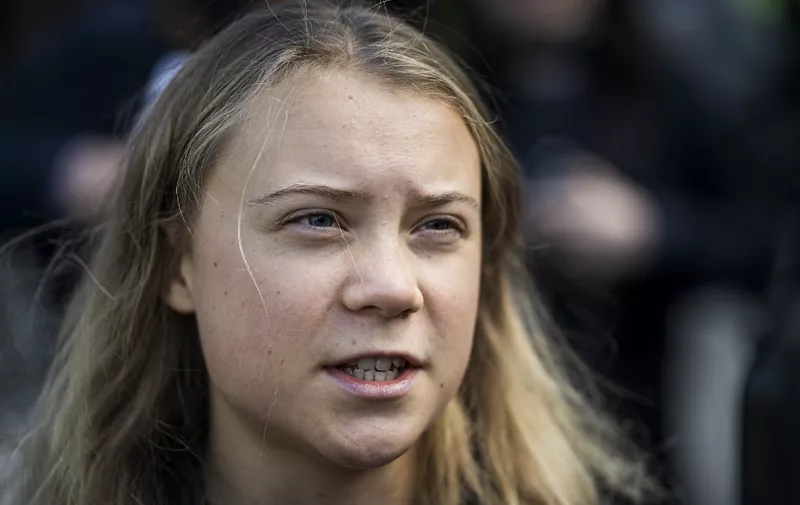 Swedish climate activist Greta Thunberg is pictured prior to taking part in a 'Fridays for Future' movement protest in Stockholm, Sweden on September 9, 2022, ahead of the country's general elections on September 11, 2022. (Photo by Jonathan NACKSTRAND / AFP)
