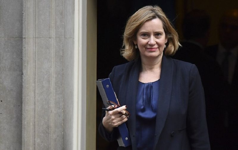 Britain's Home Secretary Amber Rudd leaves 10 Downing Street after a pre-budget meeting of the cabinet in London, on November 22, 2017. 
Britain's Chancellor of the Exchequer Philip Hammond will present the government's annual Autumn budget to Parliament later on November 22. / AFP PHOTO / Ben STANSALL