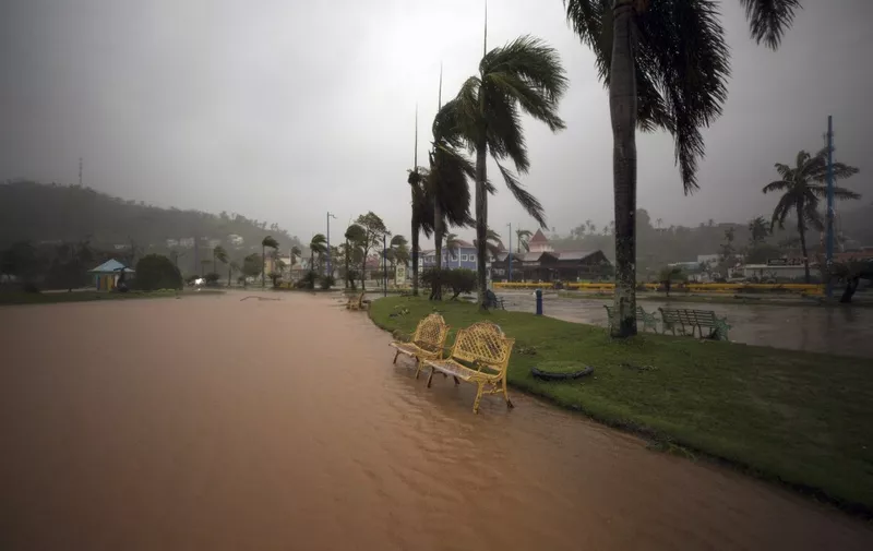 View of a park in Samana, Dominican Republic, on September 19, 2022, after the passage of Hurricane Fiona. - Hurricane Fiona dumped torrential rain on the Dominican Republic after triggering major flooding in Puerto Rico and widespread power blackouts in both Caribbean islands. (Photo by Erika SANTELICES / AFP)