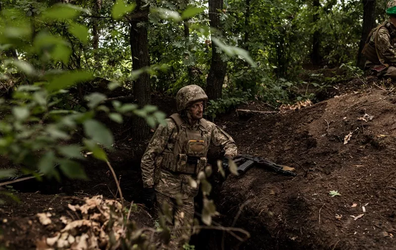DONETSK OBLAST, UKRAINE - JULY 23: A Ukrainian soldier is seen in a trench in the direction of Velyka Novosilka as Ukrainian Army conduct operation to target trenches of Russian forces through the Donetsk Oblast amid Russia and Ukraine war in Donetsk Oblast, Ukraine on July 23, 2023. Diego Herrera Carcedo / Anadolu Agency (Photo by Diego Herrera Carcedo / ANADOLU AGENCY / Anadolu Agency via AFP)