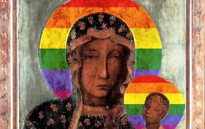 Poster Djevice Marije s aureolom u duginim bojama, Elżbieta Podleśna