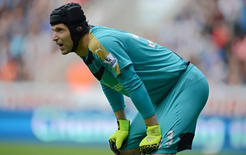 Arsenal's Czech goalkeeper  looks on during the English Premier League football match between Newcastle United and Arsenal at St James' Park in Newcastle-upon-Tyne, north east England, on August 29, 2015.

RESTRICTED TO EDITORIAL USE. No use with unauthorized audio, video, data, fixture lists, club/league logos or 'live' services. Online in-match use limited to 75 images, no video emulation. No use in betting, games or single club/league/player publications.