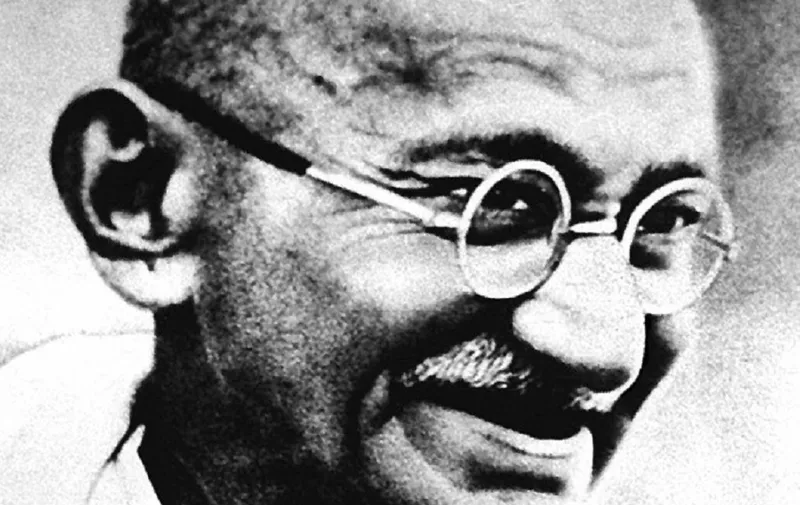 (FILES) Mohandas Karamchand Gandhi,  pictured in this undated file photo, who according to his great grandson Tushar Gandhi, would have despaired had he survived to see India in 1997.  The father of the nation would have judged changes brought about by 50 years of independence as a personal betrayal, Tushar says. Then, the issue was independence and today it would be a "total lack or decay of values in public and political life."  India celebrates its 50th Independence anniversary 15 August.    AFP PHOTO (Photo by PRESS INFORMATION BUREAU / AFP)