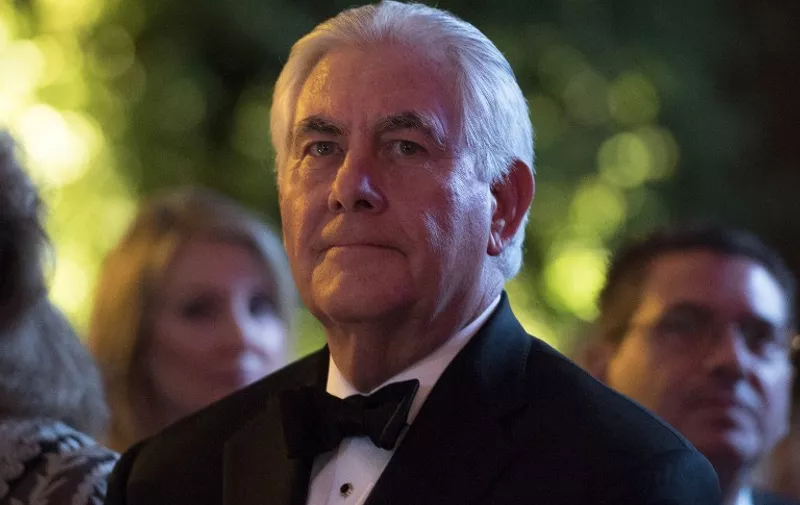 (FILES) This file photo taken on January 17, 2017 shows former ExxonMobil executive Rex Tillerson, US President-elect Donald Trump's pick for US Secretary off State, attending the Chairman's Global Dinner a black-tie, invitation-only dinner aimed at introducing foreign diplomats to the team tasked with implementing the "America First" policies of the next administration, in Washington, DC.
The US Senate on Feberuary 1, 2017 confirmed Tillerson as US secretary of state. / AFP PHOTO / JIM WATSON