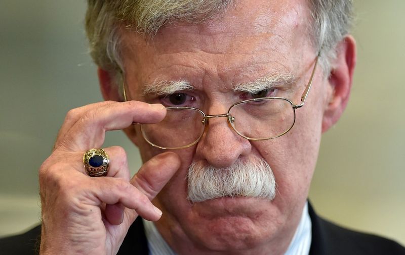 (FILES) In this file photo taken on August 29, 2019, US National Security Advisor John Bolton answers journalists questions in Minsk. - US President Donald Trump on September 10, 2019, announced he has fired his hawkish national security advisor John Bolton, saying he disagreed "strongly" with his positions. "I asked John for his resignation, which was given to me this morning," Trump announced on Twitter. "I informed John Bolton last night that his services are no longer needed at the White House." Trump said he would name a replacement next week. (Photo by Sergei GAPON / AFP)