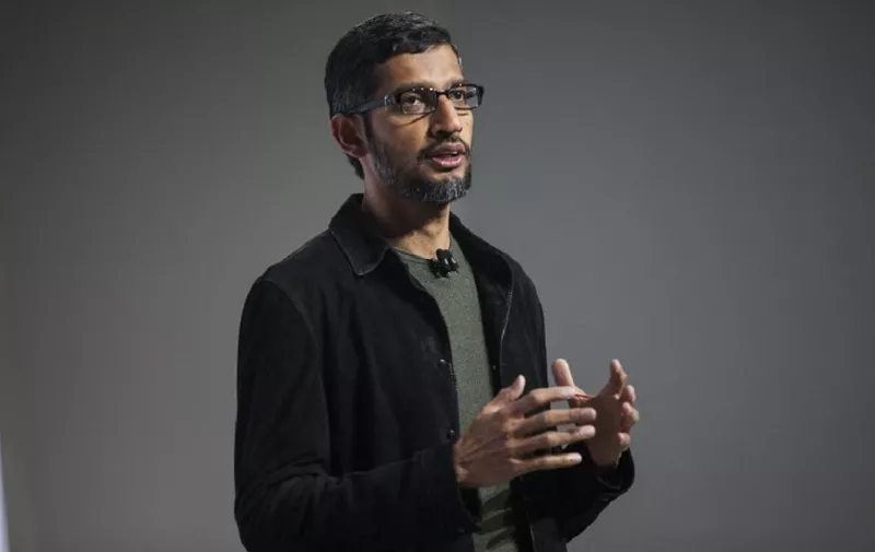 SAN FRANCISCO, CA - OCTOBER 04: Pichai Sundararajan, known as Sundar Pichai, CEO of Google Inc. speaks during an event to introduce Google Pixel phone and other Google products on October 4, 2016 in San Francisco, California. The Google Pixel is intended to challenge the Apple iPhone in the premium smartphone category.   Ramin Talaie/Getty Images/AFP