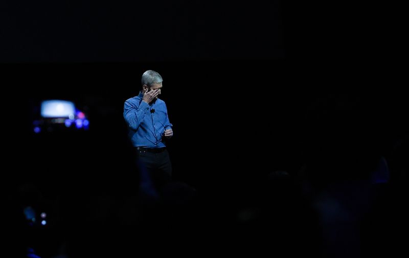 (160613) -- SAN FRANCISCO, June 13, 2016 () -- Apple Inc. CEO Tim Cook wipes his eyes after a moment of silence for the victims of the mass shooting in Orlando as he opens the company's World Wide Developers Conference in San Francisco, California, the United States, June 13, 2016. (Xinhua), Image: 290482396, License: Rights-managed, Restrictions: WORLD RIGHTS excluding China - Fee Payable Upon Reproduction - For queries contact Photoshot - sales@photoshot.com  London: +44 (0) 20 7421 6000  Los Angeles: +1 (310) 822 0419  Berlin: +49 (0) 30 76 212 251, Model Release: no, Credit line: Profimedia, Uppa entertainment
