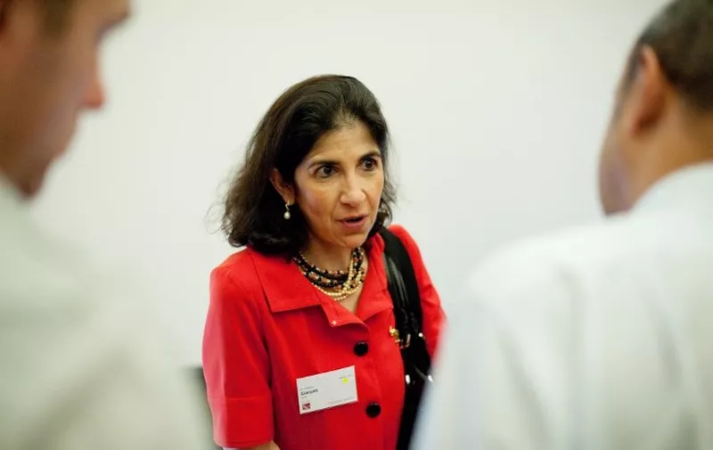 The spokeswoman for the European Organization for Nuclear Research (CERN),  Fabiola Gianotti, speaks to journalists at the Royal Society in central London on May 17, 2011. CERN runs the world's biggest particle collider, the Large Hadron Collider (LHC), located on the outskirts of Geneva. One of the first tasks assigned to the giant machine has been to step up the quest for the Higgs to resolve one of physics' great puzzles: why some particles have mass and others have little, or none. The Higgs -- named after British physicist Peter Higgs who mooted its existence in 1964 -- is one of the last missing pieces in the so-called Standard Model, a unified theory of all the particles and forces in the Universe.  AFP PHOTO / LEON NEAL (Photo by LEON NEAL / AFP)
