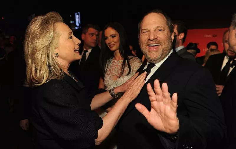 NEW YORK, NY - APRIL 24: Secretary of State Hillary Rodham Clinton and producer Harvey Weinstein attend the TIME 100 Gala, TIME'S 100 Most Influential People In The World, cocktail party at Jazz at Lincoln Center on April 24, 2012 in New York City.   Larry Busacca/Getty Images for TIME/AFP