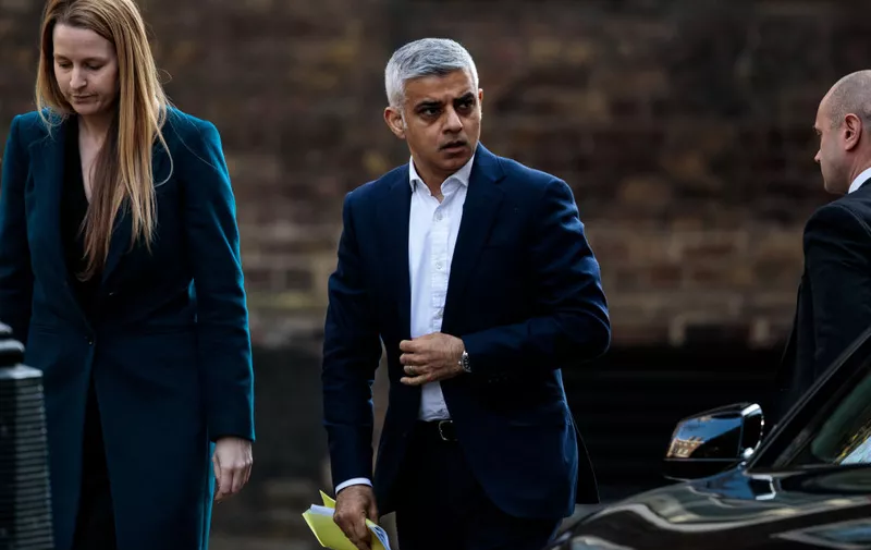 LONDON, ENGLAND - APRIL 01: London Mayor Sadiq Khan arrives at Number 10 Downing Street on April 1, 2019 in London, England. British Prime Minister Theresa May hosts summit on knife crime in Downing Street with community leaders, politicians and senior officials today. (Photo by Jack Taylor/Getty Images)