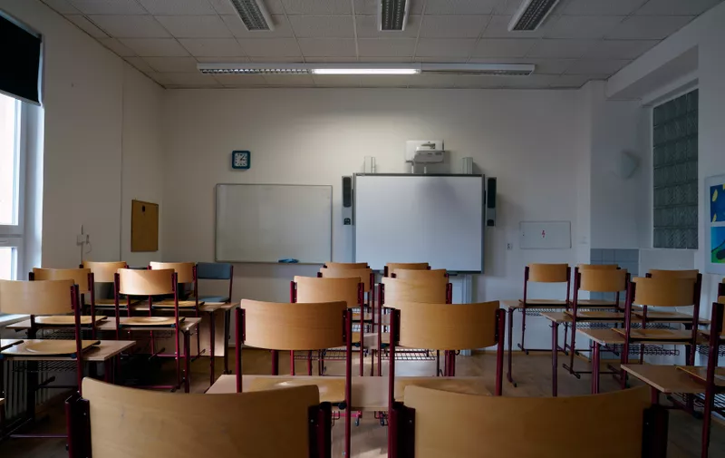 Empty classroom with modern blackboard, Karlovy Vary, Czech Republic,Image: 427596942, License: Rights-managed, Restrictions: , Model Release: no