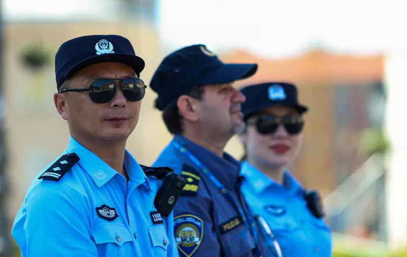 25.07.2022., Zagreb - Dva kineska policajca Wang Bingyang i Yang Jinsha u Zagrebu su u sklopu turističkog projekta "Sigurna turisticka destinacija 2022 ". 
 Photo: Fran Rubil/PIXSELL