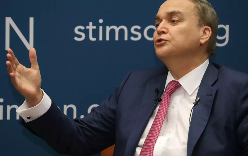 WASHINGTON, DC - MARCH 04: Russian Ambassador to the United States Anatoly Antonov speaks about U.S.-Russian relations during a discussion at the Henry L. Stimson Center on March 4, 2019 in Washington, DC.   Mark Wilson/Getty Images/AFP (Photo by MARK WILSON / GETTY IMAGES NORTH AMERICA / Getty Images via AFP)