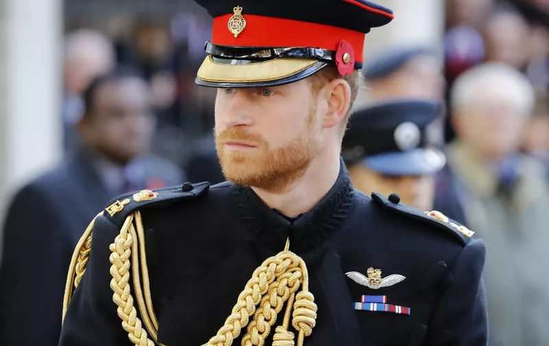 Britain's Prince Harry, Duke of Sussex arrives to attend the 91st Field of Remembrance at Westminster Abbey in central London on November 7, 2019. - The Field of Remembrance is organised by The Poppy Factory, and has been held in the grounds of Westminster Abbey since November 1928, when only two Remembrance Tribute Crosses were planted. (Photo by Tolga AKMEN / AFP)