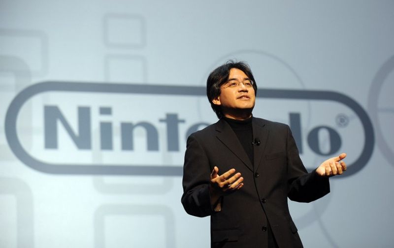 Satoru Iwata, President of Nintendo, delivers a speech during the Nintendo E3 media briefing at the Kodak Theater in Hollywood, California, on July 15, 2008. AFP PHOTO GABRIEL BOUYS