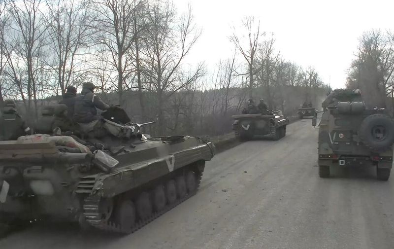 Image grab from footage released by Russia Ministry of Defense on Tuesday March 9, 2022 allegedly shows convoy of Russia Armed Forces combat and logistic vehicles advance to an undisclosed area in Ukraine. UN Human Rights officials say just more than 1,200 civilian casualties have been recorded in the Ukraine, with 406 people killed, noting it is difficult to identify the actual number of deaths and injuries, a UN spokesman said Monday.
Russia War on Ukraine - 09 Mar 2022,Image: 668771133, License: Rights-managed, Restrictions: , Model Release: no, Credit line: Profimedia