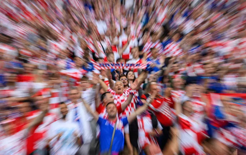 150624 KAI SCHWOERER Croatia fans show their support during the UEFA EURO, EM, Europameisterschaft,Fussball 2024 Group B match between Spain and Croatia at Olympiastadion on June 15, 2024 in Berlin, Germany. 150624-CPL-ESPvCRO-031
