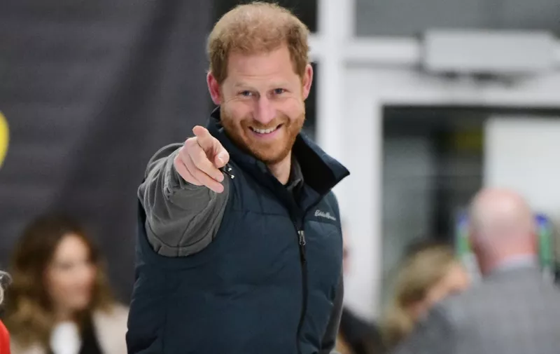 Britain's Prince Harry, Duke of Sussex, attends the "Invictus Games Vancouver Whistler 2025's One Year to Go" winter training camp in Whistler, British Columbia, Canada, February 16, 2024. (Photo by Don MacKinnon / AFP)