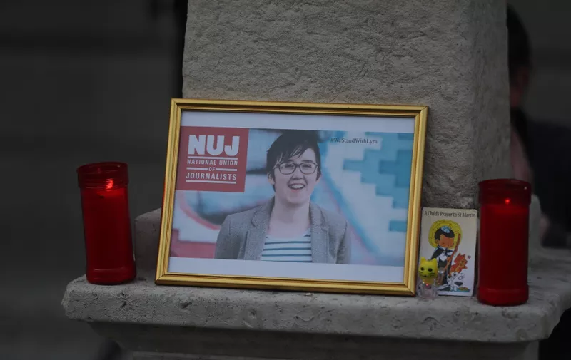 A image of 29 year-old Lyra McKee displayed during a vigil in Dublin for the murdered journalist., Image: 427663826, License: Rights-managed, Restrictions: , Model Release: no, Credit line: Profimedia, Press Association