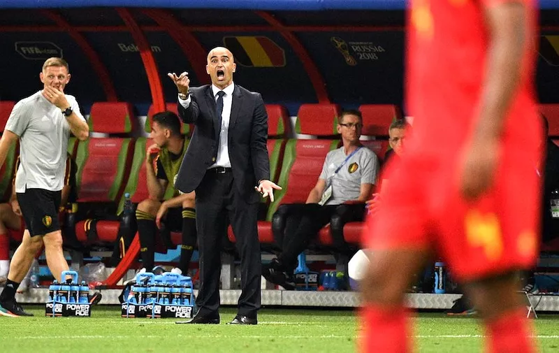 5580498 06.07.2018 Belgium&#8217;s head coach Roberto Martinez reacts watching his players during the World Cup quarterfinal soccer match between Brazil and Belgium at the Kazan Arena, in Kazan, Russia, July 6, 2018., Image: 377102587, License: Rights-managed, Restrictions: , Model Release: no, Credit line: Profimedia, Sputnik