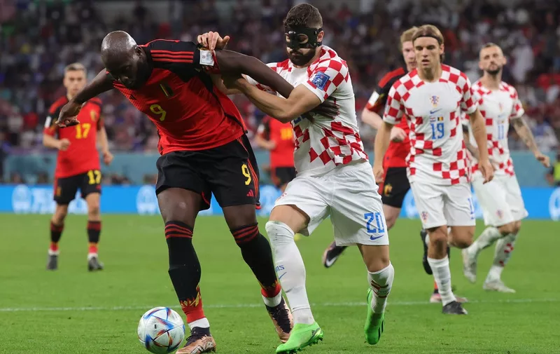 Belgium's Romelu Lukaku and Croatian Josko Gvardiol pictured in action during a soccer game between Belgium's national team the Red Devils and Croatia, the third and last game in Group F of the FIFA 2022 World Cup in Al Rayyan, State of Qatar on Thursday 01 December 2022.
Soccer World Cup 2022 Belgium Vs Croatia, Al Rayyan, Qatar - 01 Dec 2022,Image: 741598540, License: Rights-managed, Restrictions: , Model Release: no