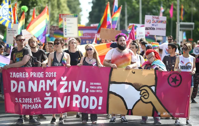 09.06.2018., Zagreb - Drustveni i politicki skup Povorka ponosa LGBTIQ osoba Zagreb Pride 2018. pod sloganom Da nam zivi, zivi rod. Photo: Igor Soban/PIXSELL