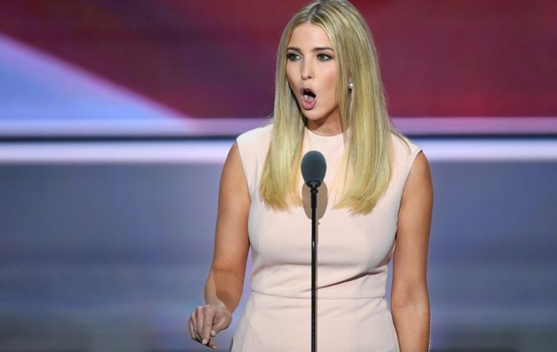 Ivanka Trump speaks on the last day of the Republican National Convention on July 21, 2016, in Cleveland, Ohio. / AFP PHOTO / Jim WATSON