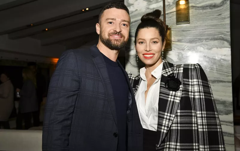 WEST HOLLYWOOD, CALIFORNIA - FEBRUARY 03: (L-R) Justin Timberlake and Jessica Biel pose for portrait at the Premiere of USA Network's "The Sinner" Season 3 on February 03, 2020 in West Hollywood, California.   Rodin Eckenroth/Getty Images/AFP